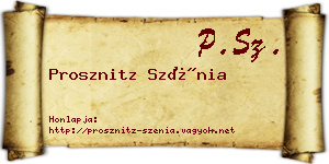 Prosznitz Szénia névjegykártya